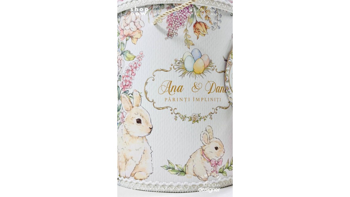 Trusou Botez Fetiță Belle Époque Floral Garden cu Iepuraș Trusou Personalizat Toni Malloni 3